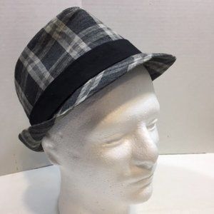 Levi's Plaid Cotton Fedora Hat Black Grey S/M 21"
